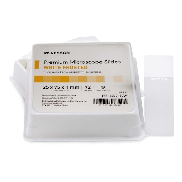 Mckesson Frosted Microscope Slide, 25 x 75 x 1 mm, 72PK 177-1380-50W - main